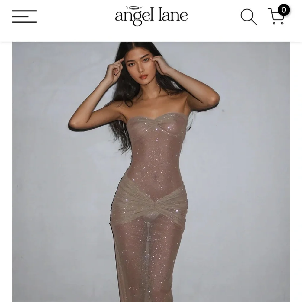 Shimmer Nude Strapless Evening Gown Small Angel Lane Clothing Small - Picture 2 of 8